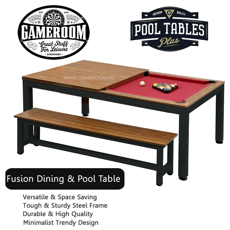 6ft Fusion Dining Pool Table (Black Frame & Red Table Cloth)