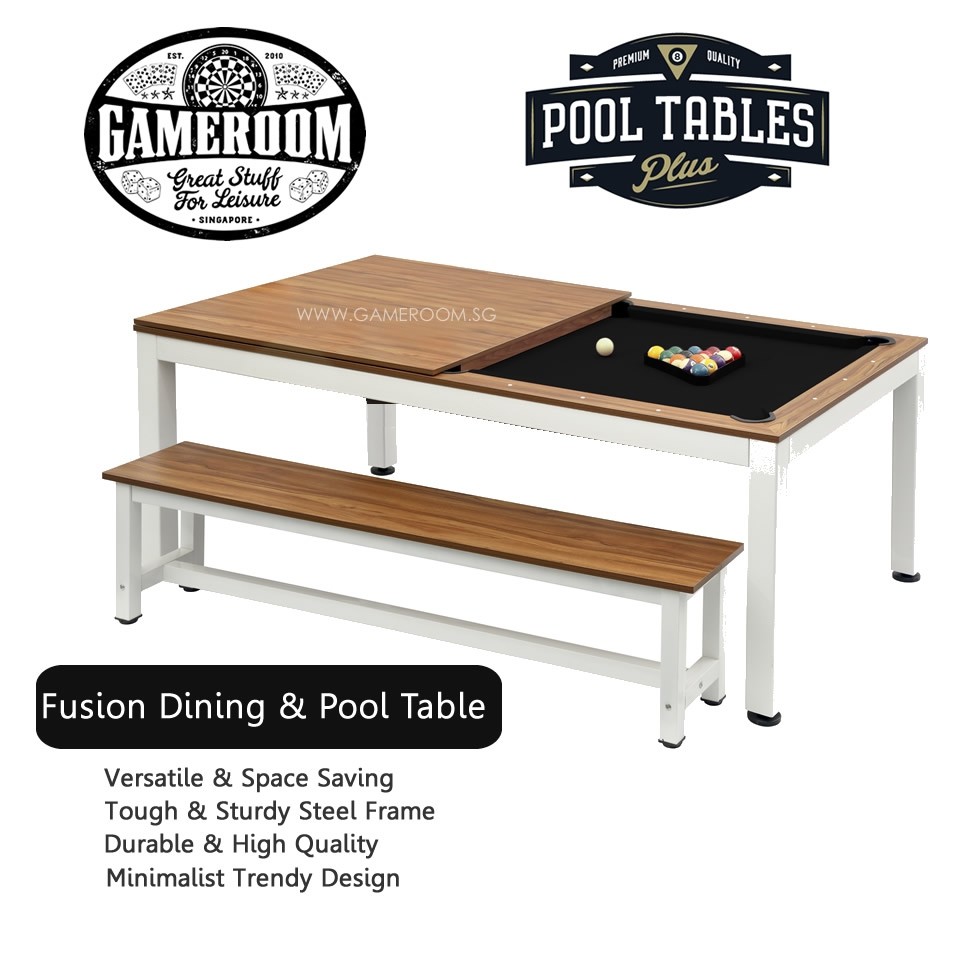 6ft Fusion Dining Pool Table (White Frame & Black Table Cloth)