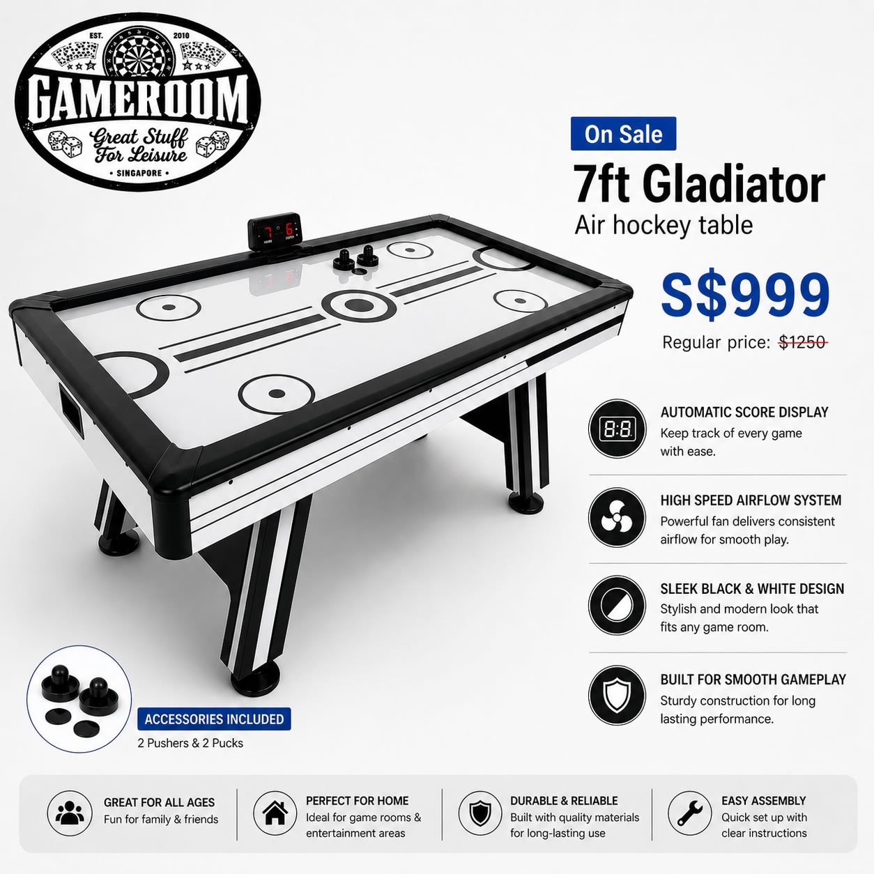 7ft Gladiator Pro Air Hockey