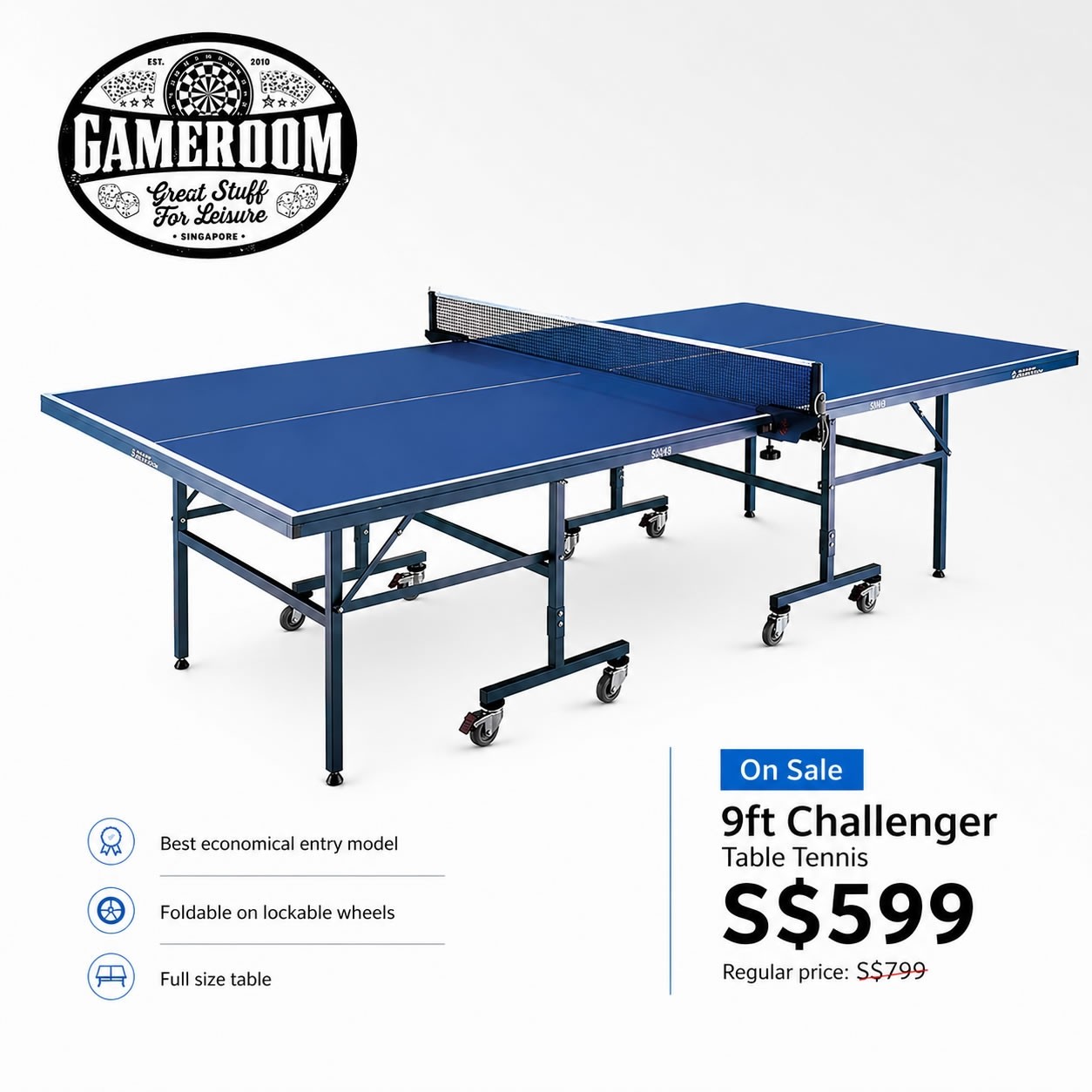 9ft Challenger Table Tennis