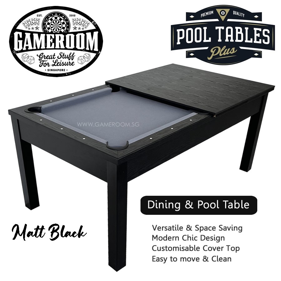 7ft Classic Dining Pool Table (Matt Black Cover Top)
