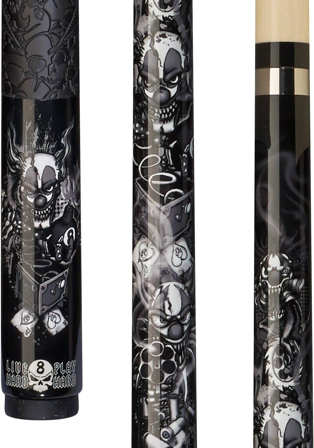 58" Live Hard Killer Clown Pool Cue