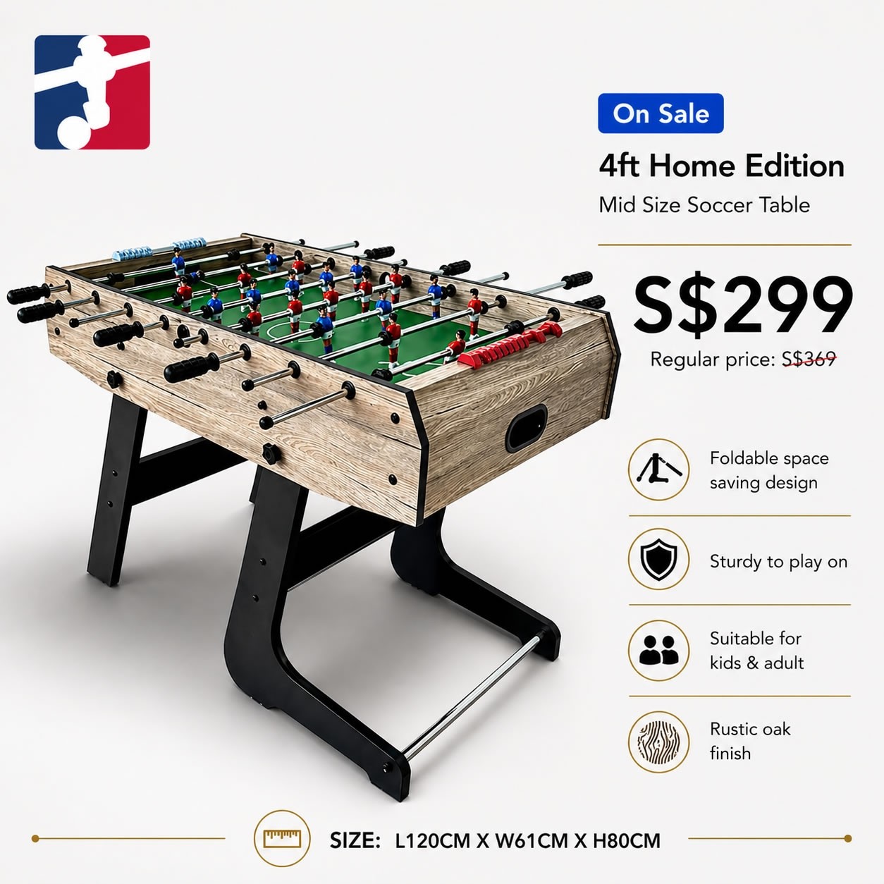 4ft Home Edition Soccer Table