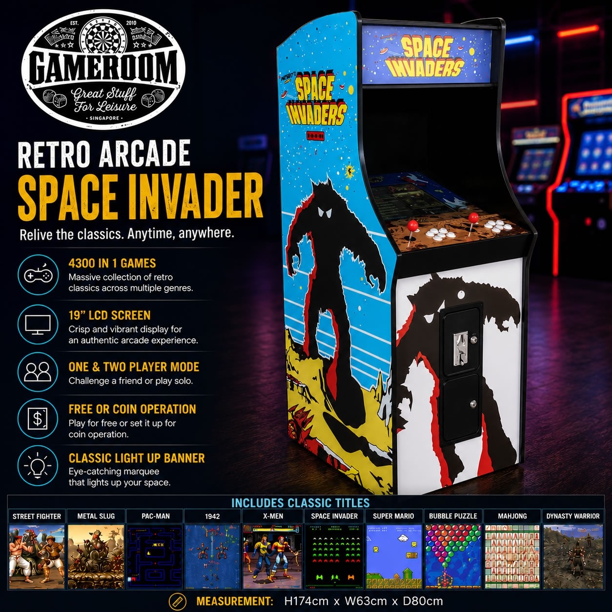 Retro Arcade Machine (Space Invader) 4300 Games