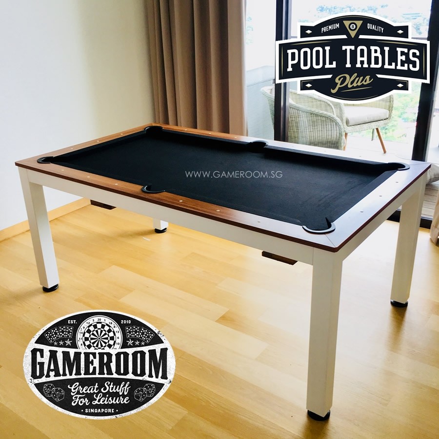 6ft Fusion Dining Pool Table (White Frame & Black Table Cloth)