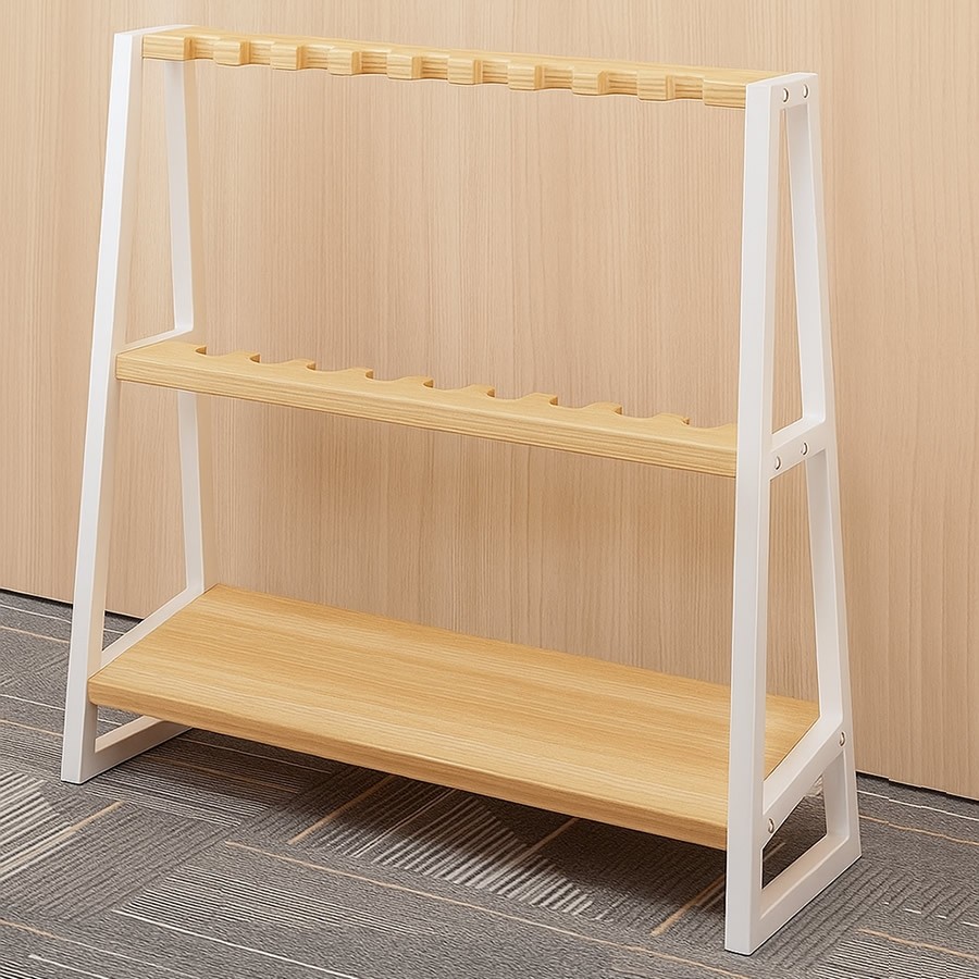 9 Hole White Frame Cue Stick Stand