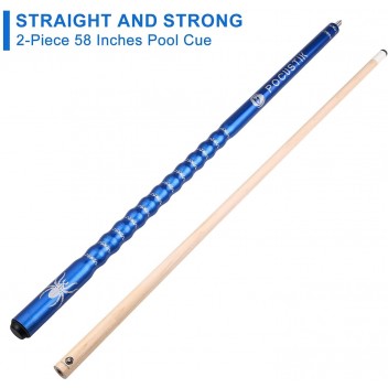 58" Metallic Blue Pocus Ergonomic Handle Pool Cue 