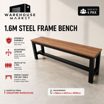 6ft Fusion Bench (Walnut & Black Frame)
