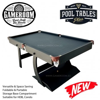 6ft Foldable Standing Pool Table (Grey Table Cloth)