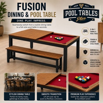 6ft Fusion Dining Pool Table (Black Frame & Red Table Cloth)