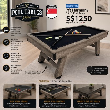 7ft Harmony 2 in 1 Pool Table