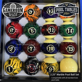2.25" Marble Swirl Numbered Pool Ball Set 