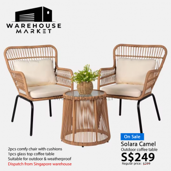 Solara Camel Outdoor Coffee Table Set (2+1)